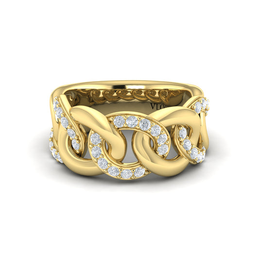 Diamond Interlacing Link Ring