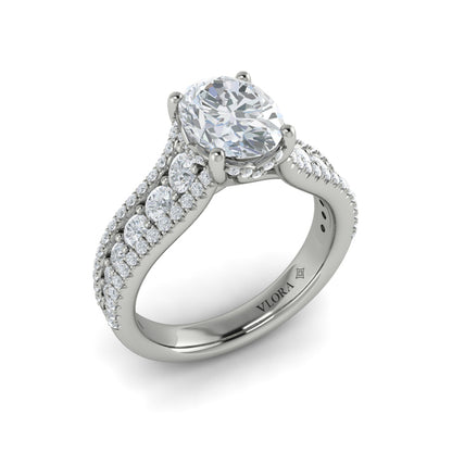 Bold Cathedral Oval Diamond Engagement Ring