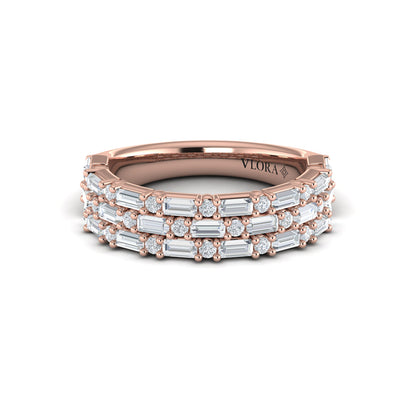 Triple Row Baguette and Diamond Band