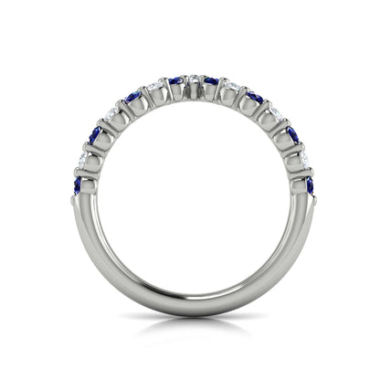 Diamond and Blue Sapphire Chevron Ring