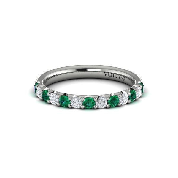 Emerald and Diamond Stackable Band