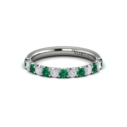 Emerald and Diamond Stackable Band