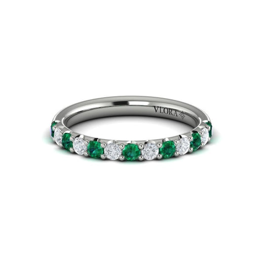 Emerald and Diamond Stackable Band