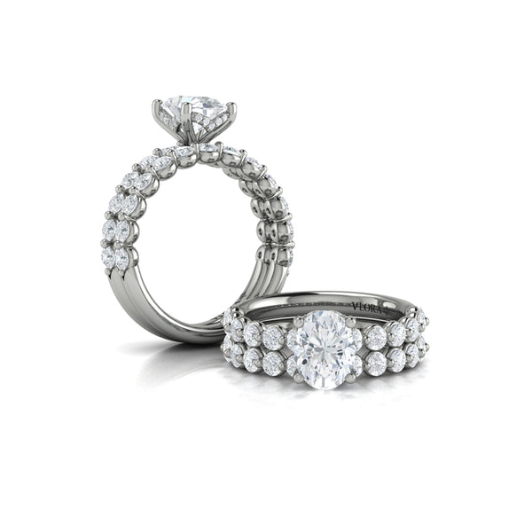 Matching Band for Classic Oval Engagement Ring with Floating Diamond Band