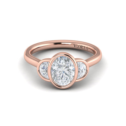Golden Embrace Three-Stone Engagement Ring