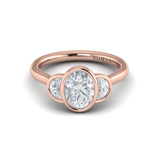 Golden Embrace Three-Stone Engagement Ring