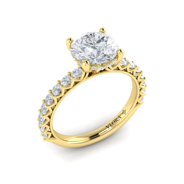 Woven Elegance Hidden Halo Round Engagement Ring