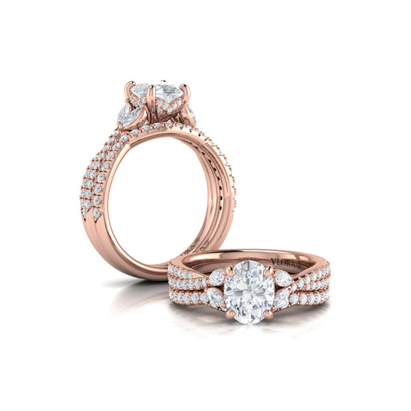 Oval Classic Engagement Ring in 14K Rose Gold by Vlora Bridal
