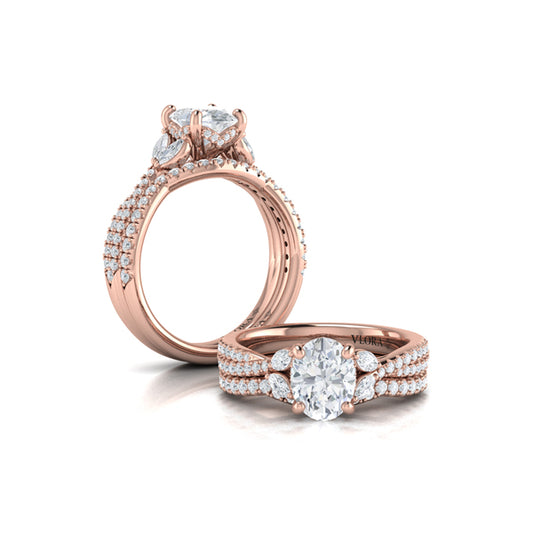 Matching Bands Wedding Band in 14K Rose Gold by Vlora Bridal