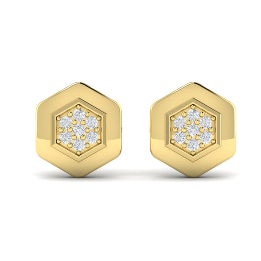 Diamond Cluster Honeycomb Stud Earrings