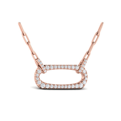 Diamond Accent East West Open Oval Pendant with Link Necklace