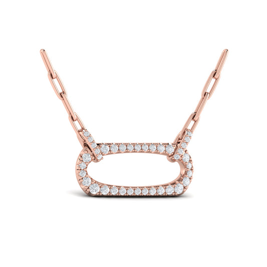 Diamond Accent East West Open Oval Pendant with Link Necklace