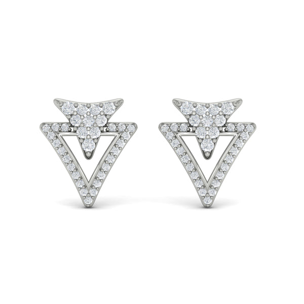 Diamond Double Trinity Open Stud Earrings