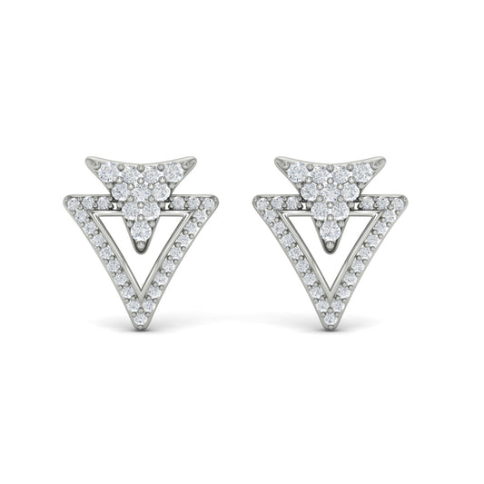 Diamond Double Trinity Open Stud Earrings