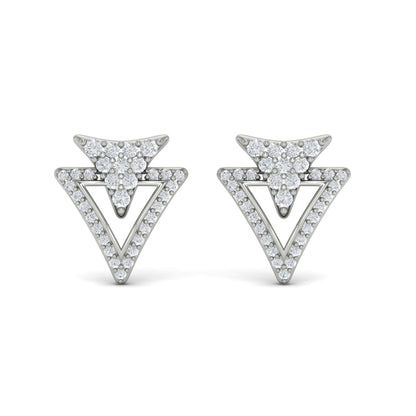 Diamond Double Trinity Open Stud Earrings