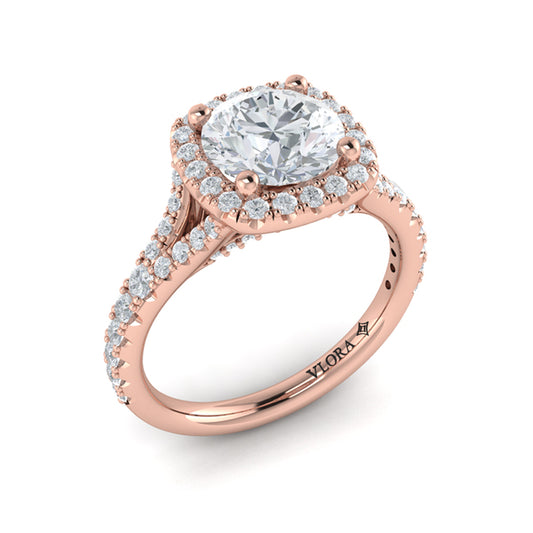 Euro Halo Round Engagement Ring