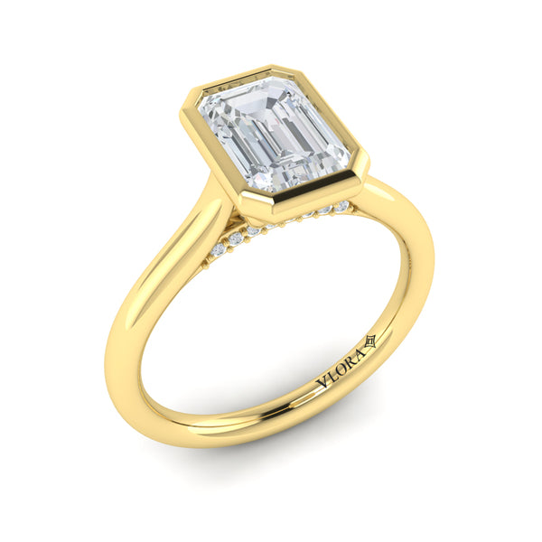 Singular Emerald Cut Bezel Engagement Ring