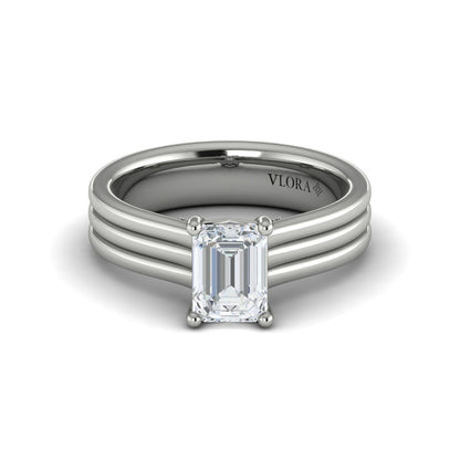 Fluted Emerald Cut Engagement Ring