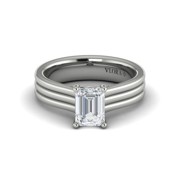 Emerald Cut Classic Engagement Ring in Platinum by Vlora Bridal
