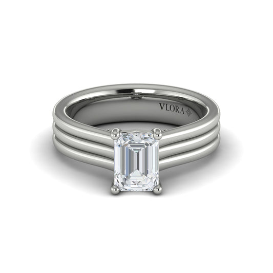 Emerald Cut Classic Engagement Ring in Platinum by Vlora Bridal