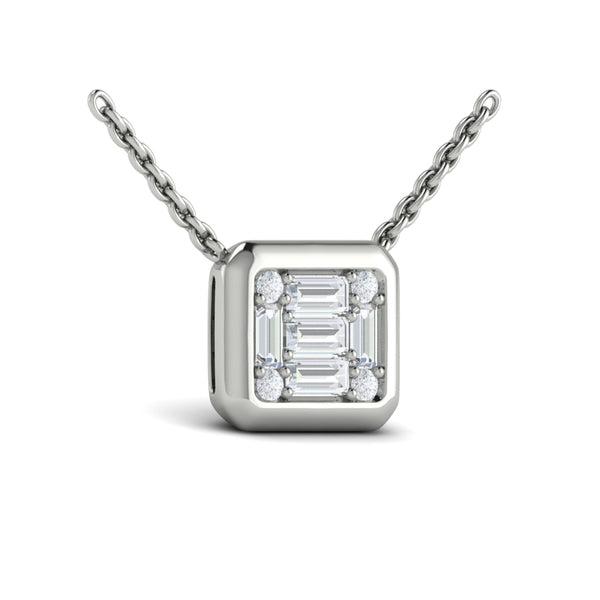 Multi Diamond Baguette Pendant Necklace