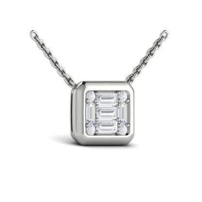 Multi Diamond Baguette Pendant Necklace