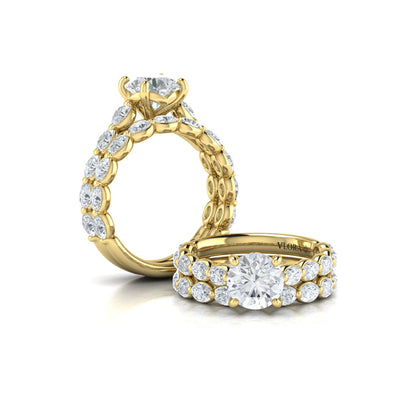 Matching Band for Oval Bezel Diamond Accent Round Engagement Ring