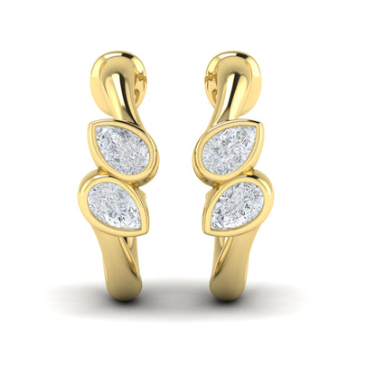 Pear Shaped Diamond Bezel‑Set Two‑Stone Sculpted Hoops