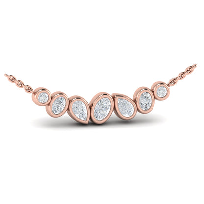 Bezel‑Set Pear, Oval and Round Shaped Diamond Curved Necklace