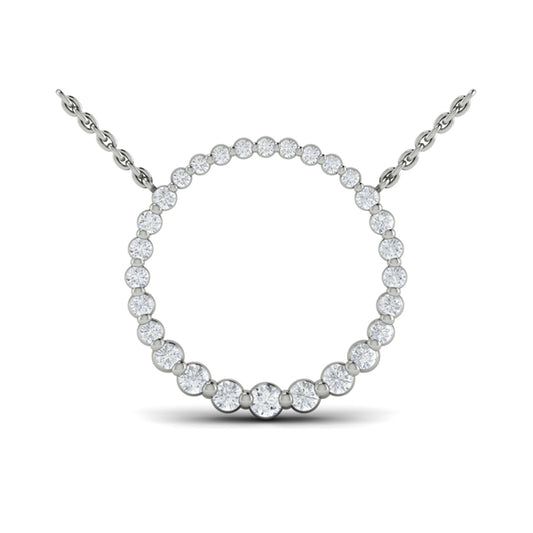 Graduated Round Diamond Open Circle Pendant