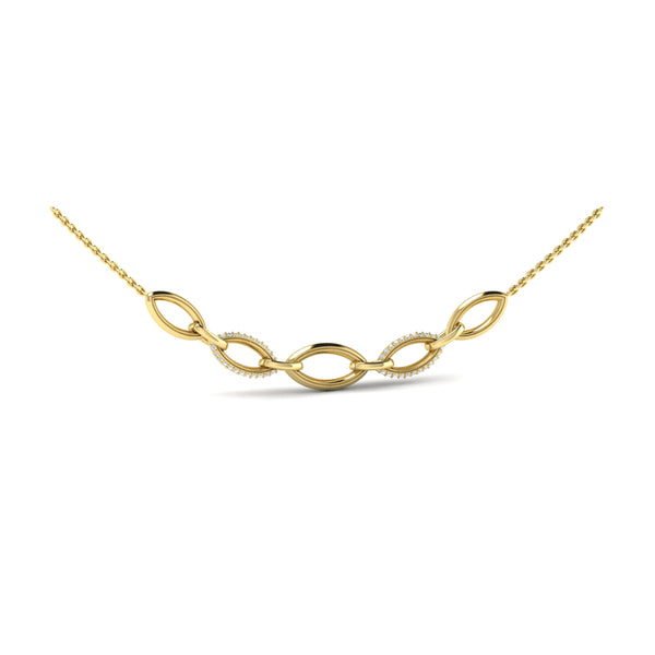 Open Navette Silhouette Alternating Diamonds Necklace