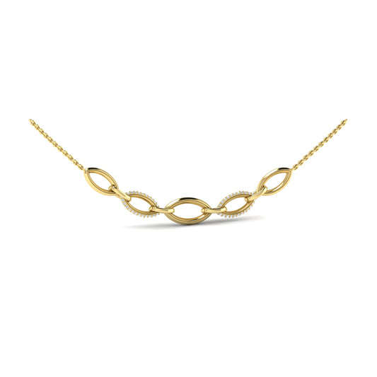 Open Navette Silhouette Alternating Diamonds Necklace
