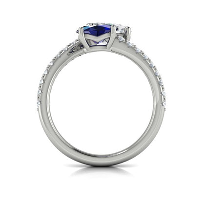 Kissing Diamond and Sapphire Engagement Ring
