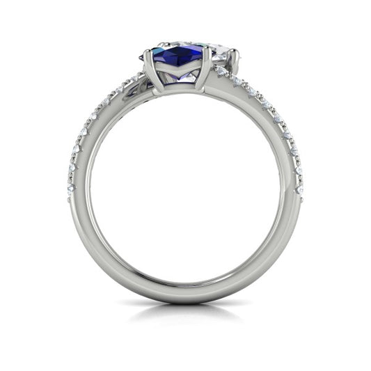 Kissing Diamond and Sapphire Engagement Ring