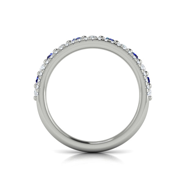 Diamond and Blue Sapphire Two Row Ring