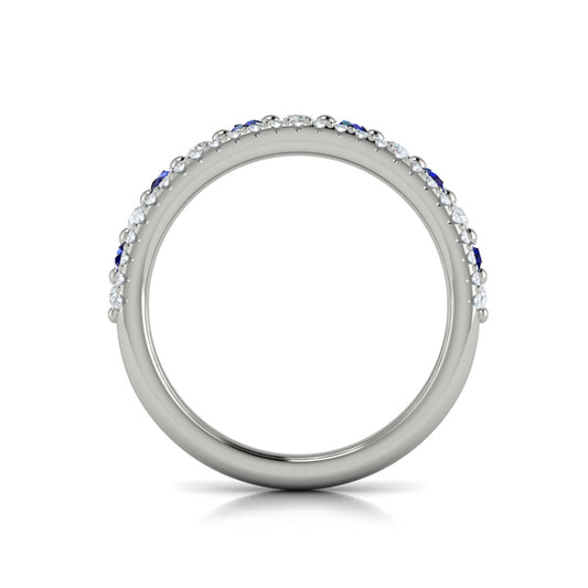 Diamond and Blue Sapphire Two Row Ring