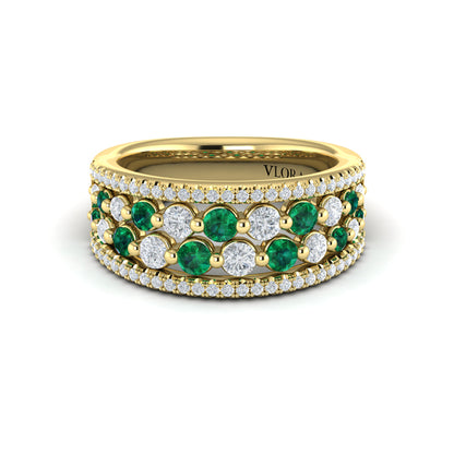 Diamond and Emerald Cluster Statement Ring