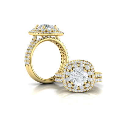 Double Euro Halo Round Engagement Ring