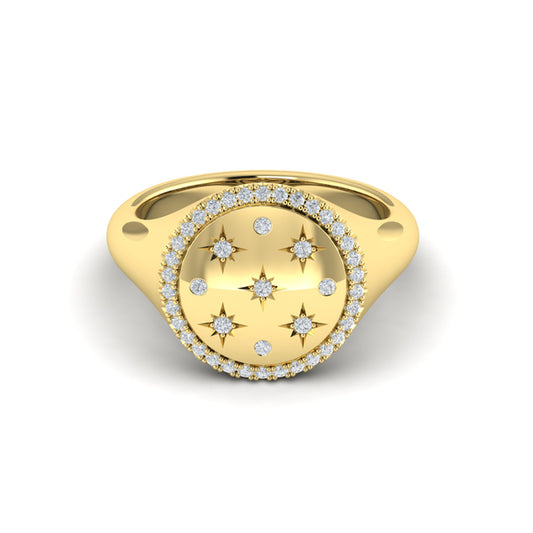 Star Diamonds and Bezel Signet Ring