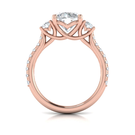 Woven Embrace Three Stone Engagement Ring