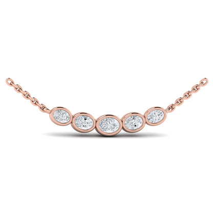 Bezel Set Diamond Curve Pendant Necklace
