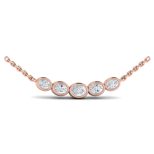 Bezel Set Diamond Curve Pendant Necklace