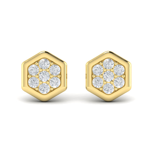 Diamond Cluster Honeycomb Stud Earrings
