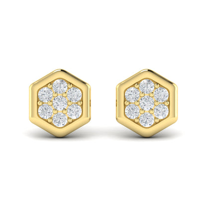 Diamond Cluster Honeycomb Stud Earrings