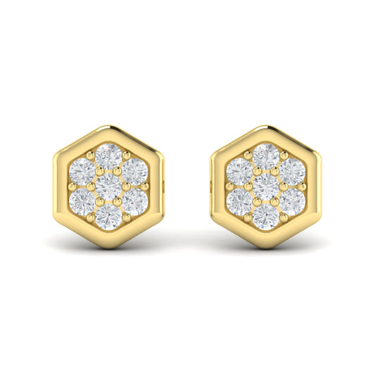 Diamond Cluster Honeycomb Stud Earrings