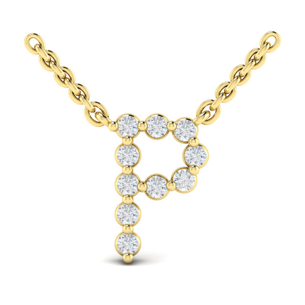 Diamond Alphabet Pendant Necklace, P