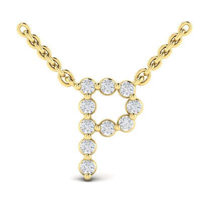 Diamond Alphabet Pendant Necklace, P