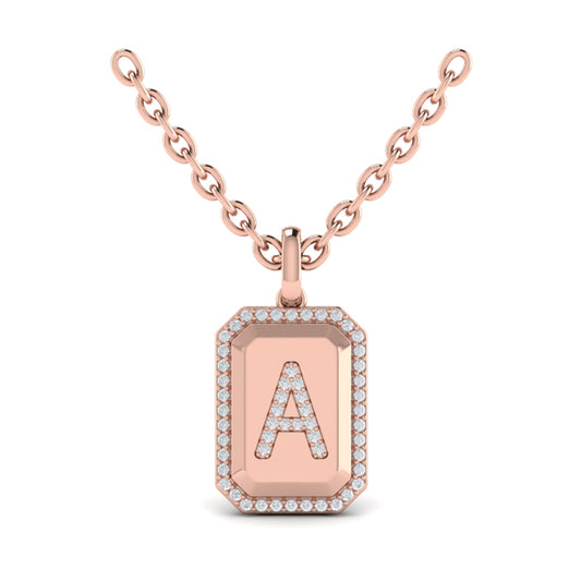 Diamond Medallion Alphabet Pendant Link Necklace, A
