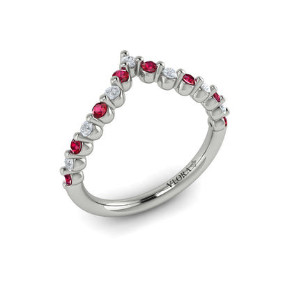 Diamond and Ruby Chevron Ring