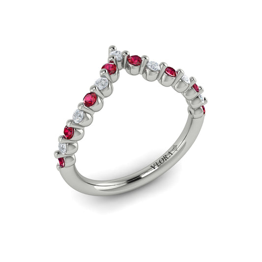 Diamond and Ruby Chevron Ring